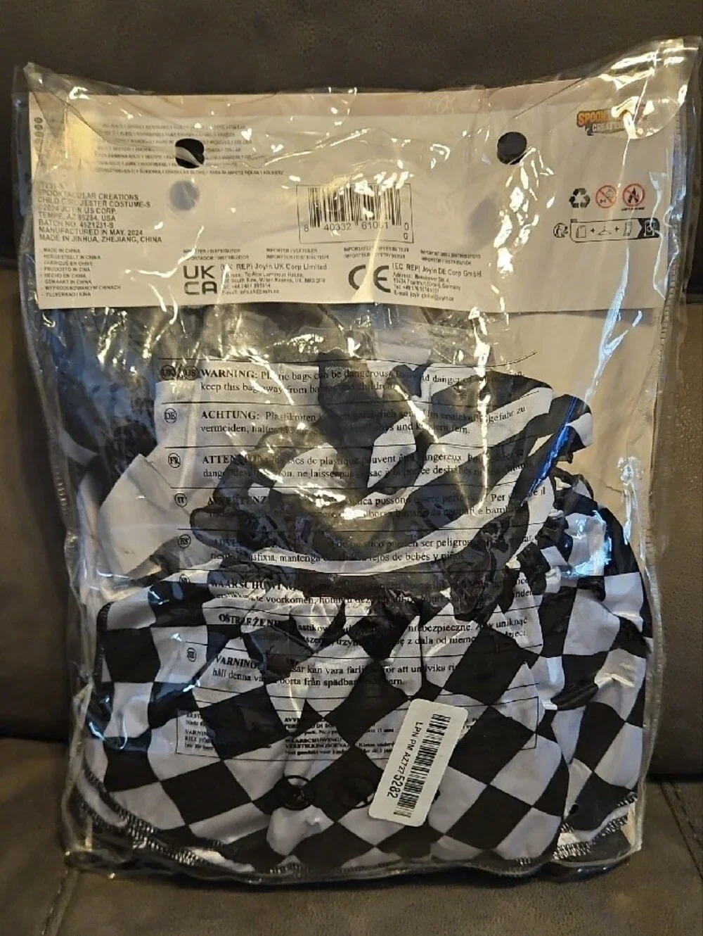 Girls Evil Clown Costume Black and White Clown Dress New Dress-Up Party 5-7 yrs
